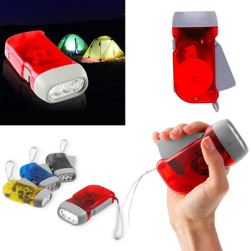 Manual Hand Crank/Squeeze 3-LED Emergency Flashlight