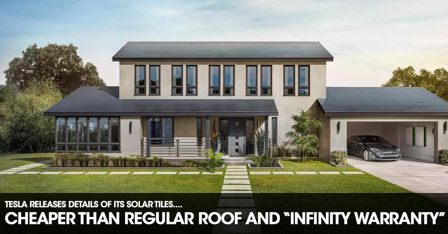 Tesla Releases Details of its Solar Tiles... Cheaper Than a Regular Roof & "Infinity Warranty"