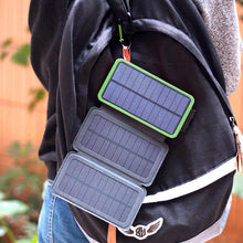 Portable 10,000mAH 3-Fold Solar Dual-USB Charger and LED Light