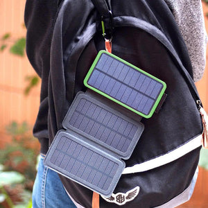 Portable 10,000mAH 3-Fold Solar Dual-USB Charger and LED Light