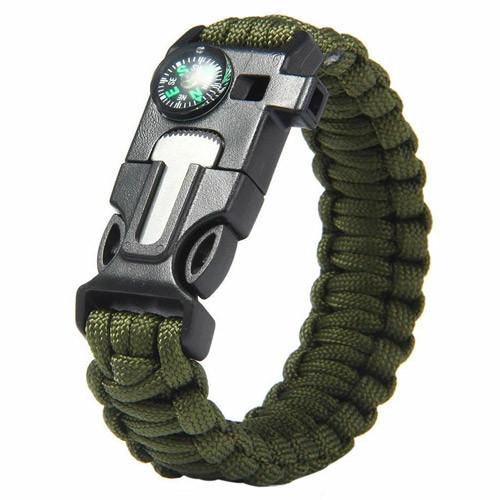 Paracord Bracelet 550lbs with Whistle, Fire Starter & Compass