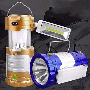 3-Mode Solar Rechargeable LED Lantern/Flashlight with USB Power Bank