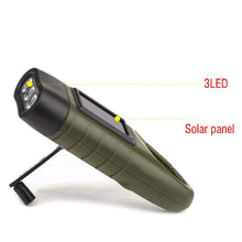 Dynamo Hand Crank and Solar Powered Waterproof LED Flashlight w/ Quick Snap Clip