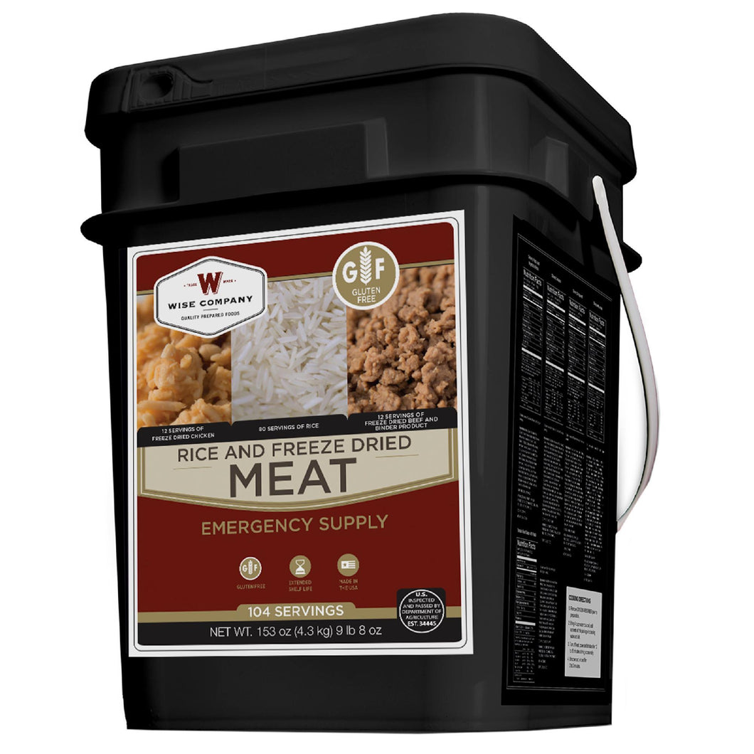 Protein Bucket, Gluten Free Dried Meat and Rice, 104 Servings