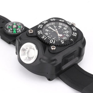 Outdoor Waterproof Chrono Watch / Compass / Wrist Flashlight with Super Bright 5-Mode LED