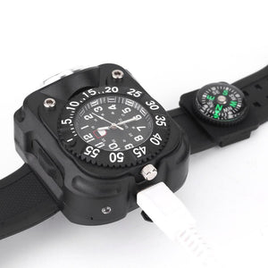 Outdoor Waterproof Chrono Watch / Compass / Wrist Flashlight with Super Bright 5-Mode LED