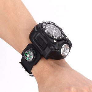 Outdoor Waterproof Chrono Watch / Compass / Wrist Flashlight with Super Bright 5-Mode LED