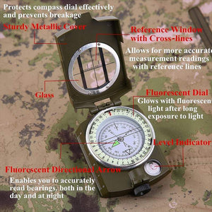 MLC1 Professional Military Lensatic Sighting Metal Compass with Carrying Pouch