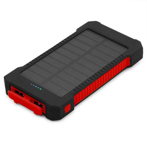 Portable 10,000mAH Waterproof / Shockproof Solar Dual-USB Charger and LED Light